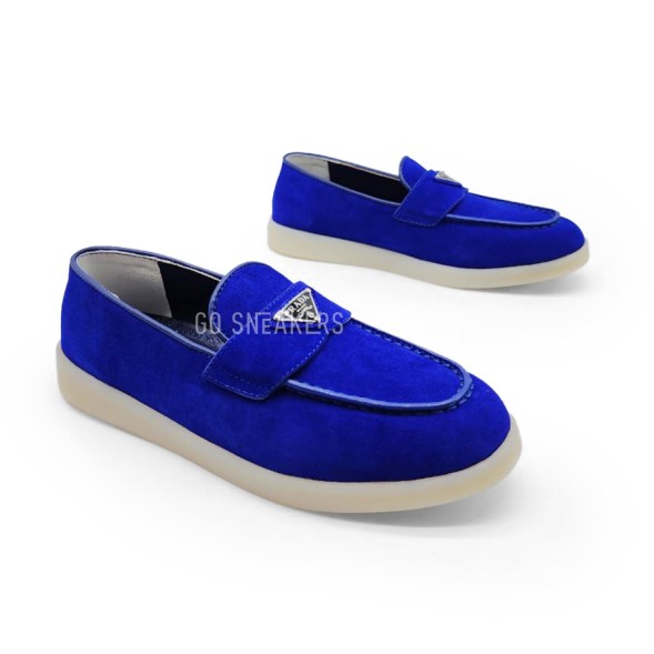 Женские мокасины Prada Mocassins Suede Blue