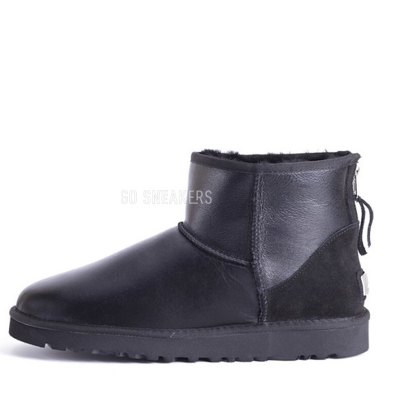 Женские мини угги на молнии Mini Zip Metallic Black