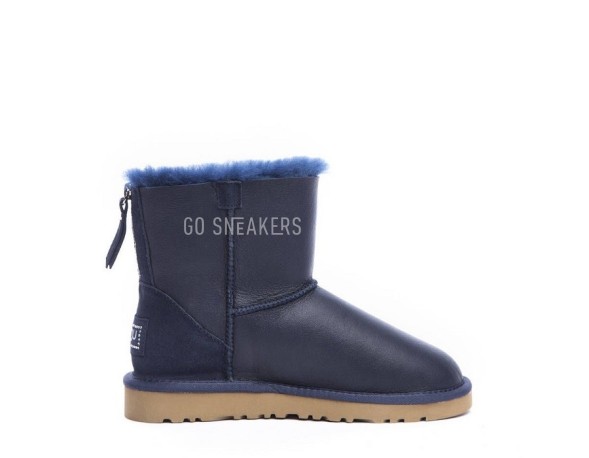 Женские мини угги на молнии Mini Zip Metallic Navy